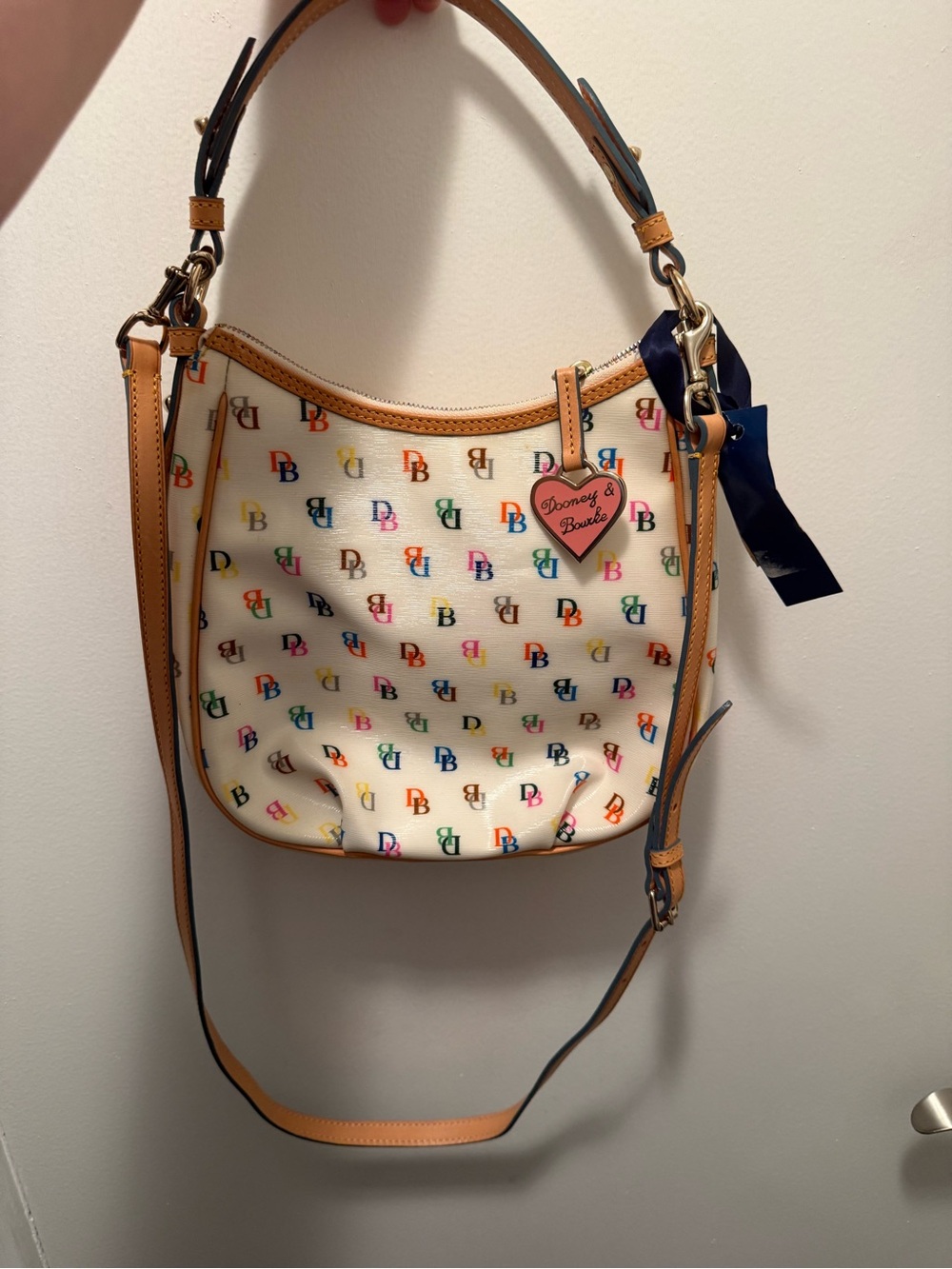 Dooney & Bourke White Rainbow Monogram "It Bag" Small Hobo / Shoulder Bag